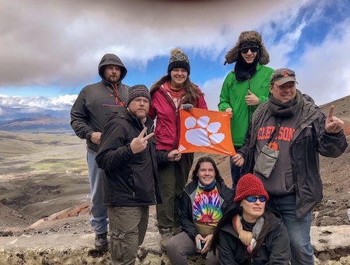 Ecuador: Alex McBryde, Shawn Williamson, Rebecca Williamson '12, Katelyn Ausborn, Amy Blackwell, Aidan Smith and Mark Smith hiked 15,953 feet to the Jose F. Rivas refuge at the Cotopaxi volcano in Ecuador during a mission trip.